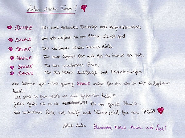 Gästebuch - Stimmen unserer Familien